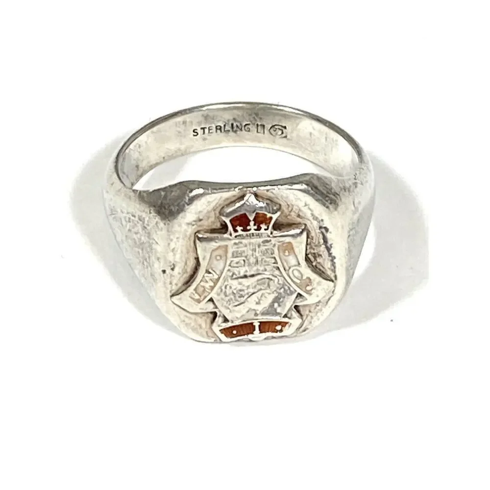 Ring 9.5 Sterling Silver Men’s Vintage WCI Cross Crown Light Torch